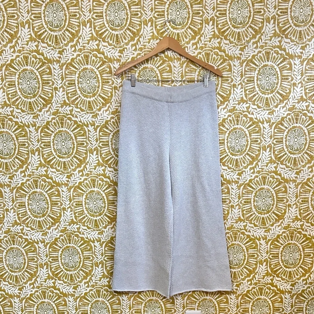Free People Hailee Knit High Rise Crop Wide Leg Pants ONLY Light Heather Grey M